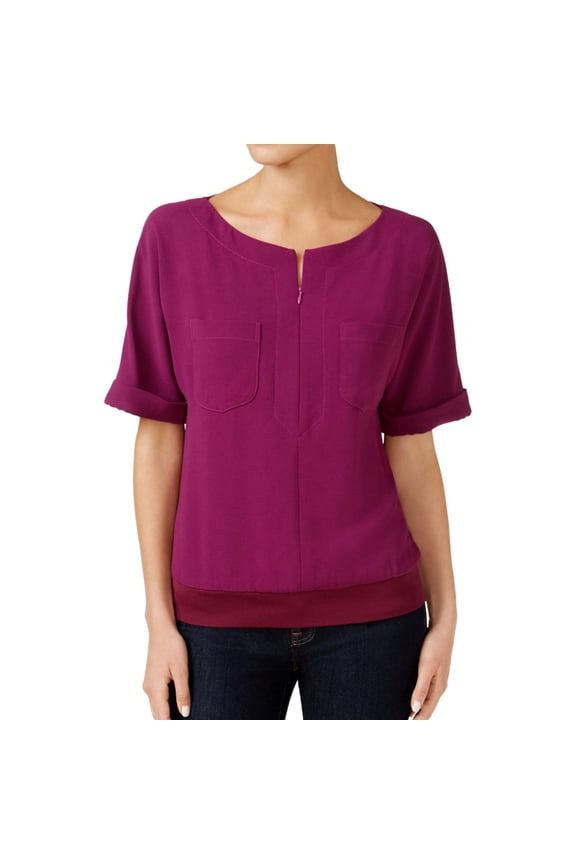 Womens Mellia Zip Knit Blouse, Purple, Small
