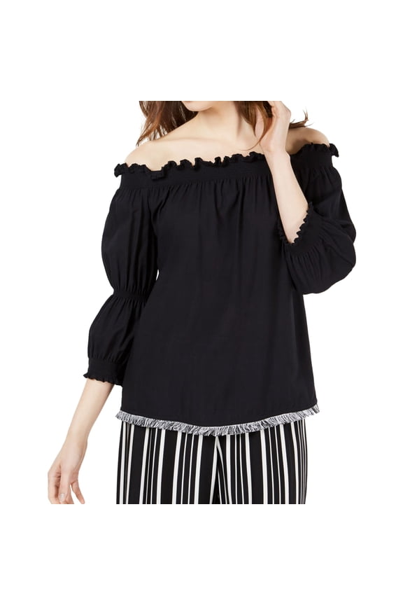 Womens Ragtime Peasant Blouse, Black, X-Small