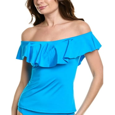 Trina Turk Women's Marai Ruffle Bikini Top - Asymmetrical Design With Chic Print