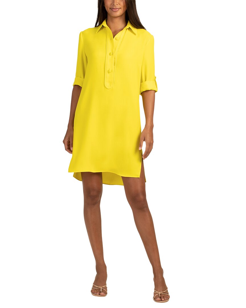 Trina Turk Women's Portrait Shirt Dress - Long Sleeve, Half Placket With Covered Buttons