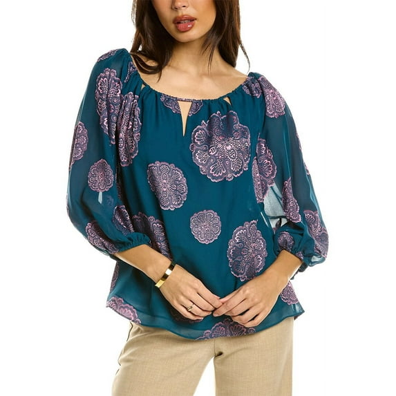 Trina Turk womens Saloni Top, XS, Blue