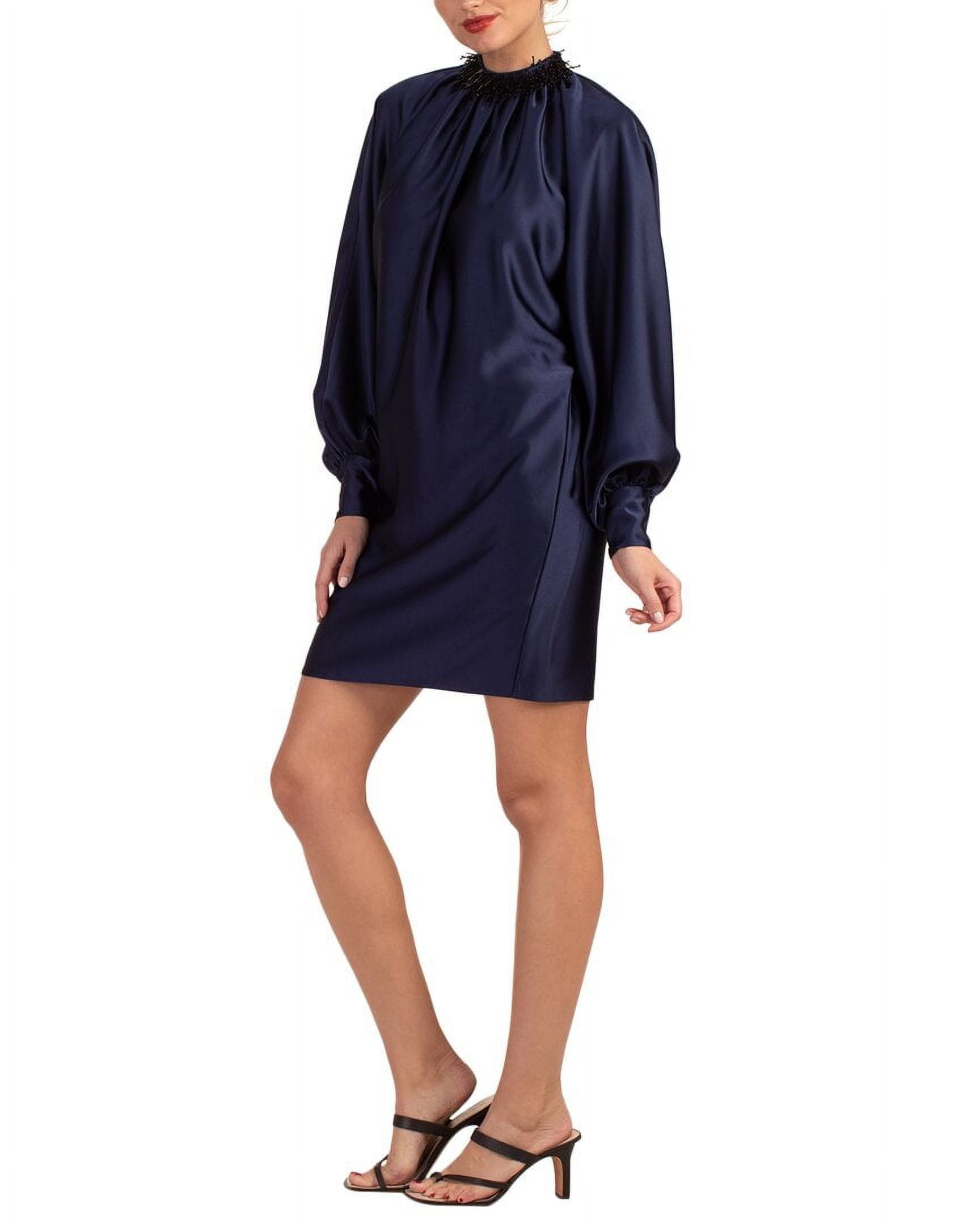 Trina Turk Women's Ruched Jersey Dress - Gem Dress With High Low Hem & Neck Tie
