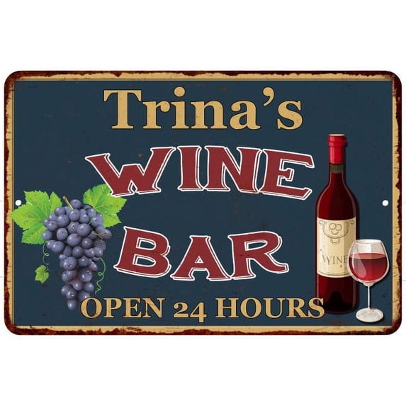 Trina's Green Wine Bar Wall Décor Kitchen Gift 12x18 Metal 112180043302
