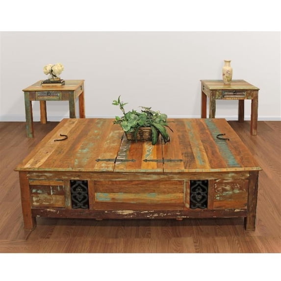 Trinidad 3-Piece Coffee Table Set with 60" Storage Coffee Table and 2 End Tables