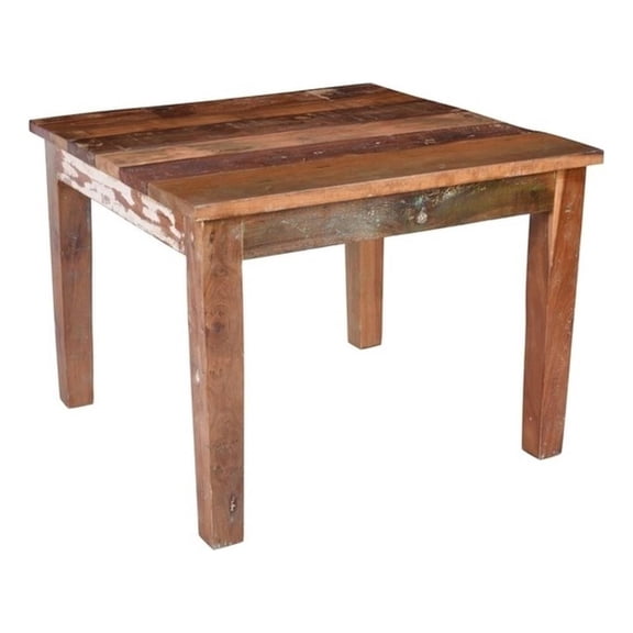 Trinidad 40" Square Dining Table in Natural Brown Finish on Reclaimed Wood