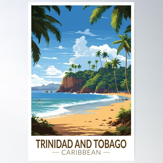 Trinidad And Tobago Caribbean Travel Art Vintage Poster Wall Art, Modern Wall Decor For Living Room Bedroom, 8x12 UNFRAMED