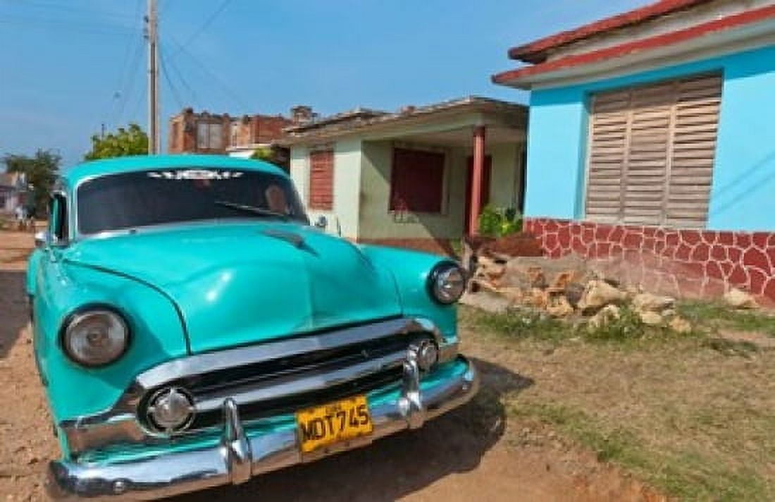 Trinidad Cuba blue classic 1950s Chevrolet car Canvas Art - Bill Bachmann DanitaDelimont (29 x 19)