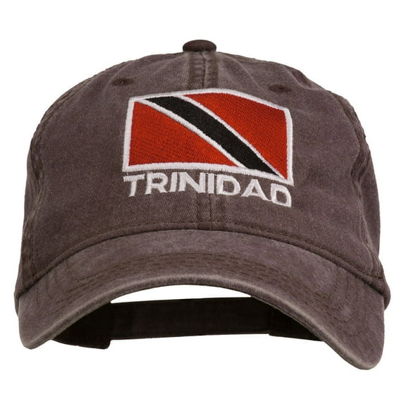 Trinidad Flag Embroidered Washed Cotton Cap - Brown OSFM