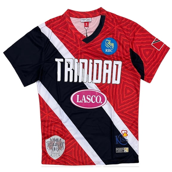 Trinidad International Team Men's 1990 Retro Soccer Jersey by Headgear Classics (X-Small, Red/Black/White)