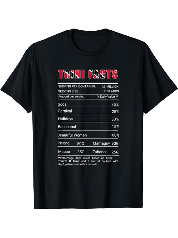 Trinidad Nutrition Facts| Trinidad TShirt| Trini To D Bone