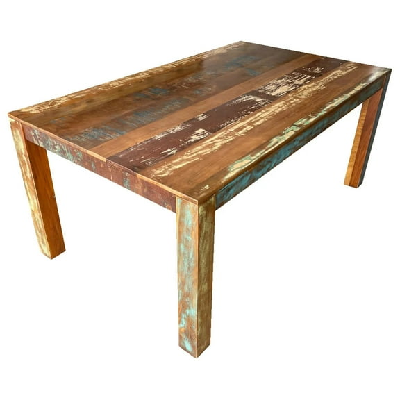 Trinidad Solid Reclaimed Wood Rectangular Dining Table in Multi-Color