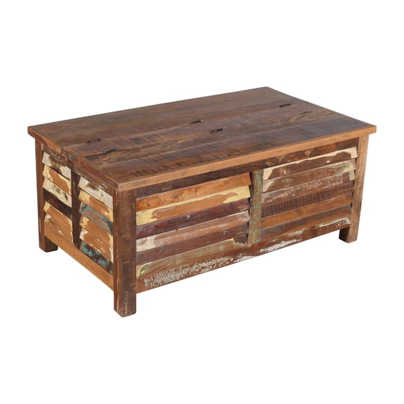 Trinidad Storage Coffee Table in Natural Brown Finish on Reclaimed Wood