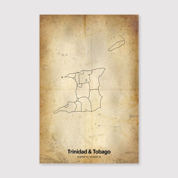 Trinidad & Tobago Map Print: Minimalist Line Art Posterfor Living Room Bedroom Office Farmhouse Neutral Home Artwork Ready to Hang 8x12 inch