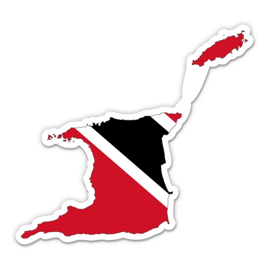 Trinidad and Tobago Flag Country Shape - 5" Vinyl Sticker - For Car Laptop I-Pad - Waterproof Decal