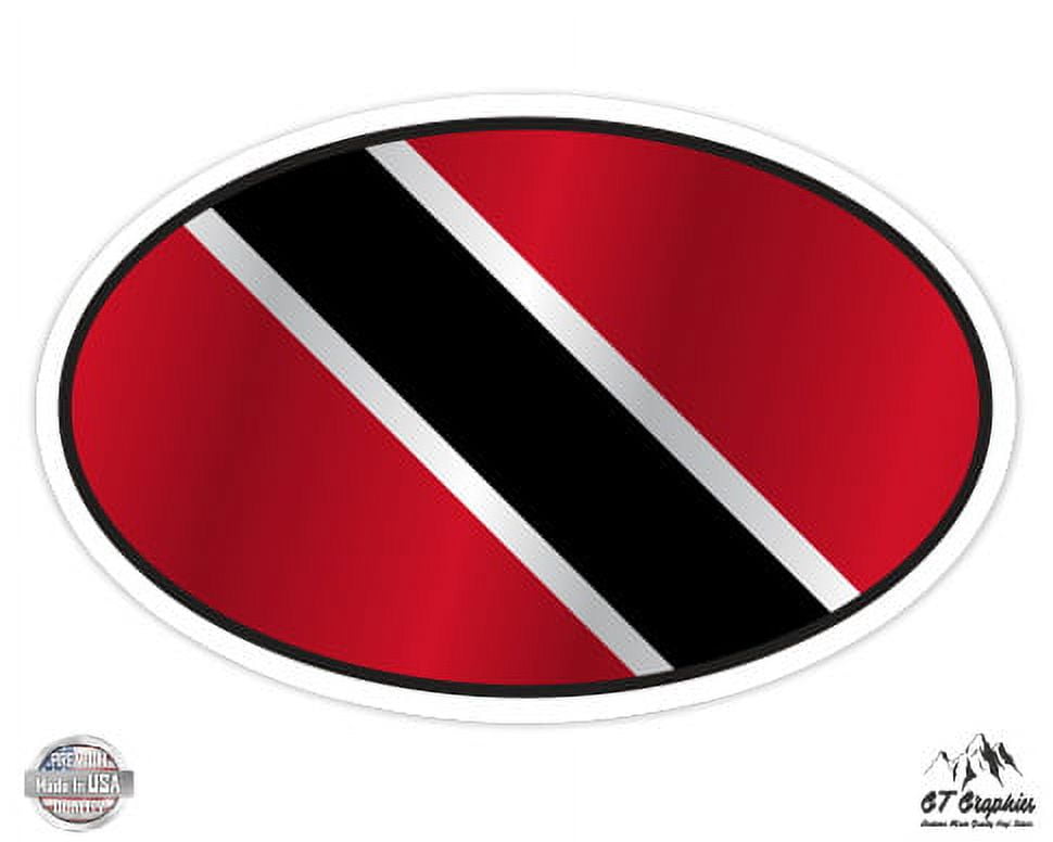 Trinidad and Tobago Flag Oval 12" Vinyl Sticker Waterproof Decal
