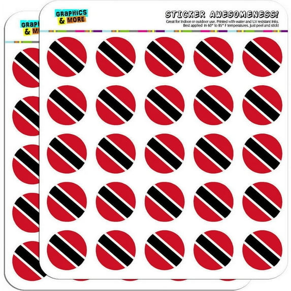 Trinidad and Tobago National Country Flag 50 1" Planner Calendar Scrapbooking Crafting Stickers
