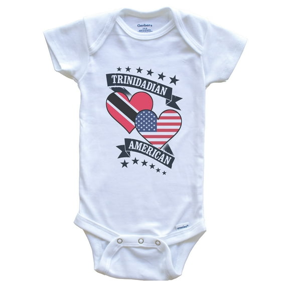 Trinidadian American Heart Flags Trinidad and Tobago America Baby Bodysuit, 0-3 months white