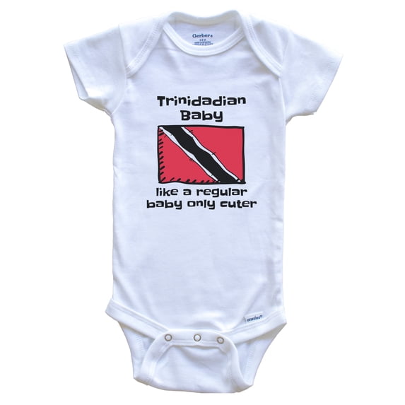 Trinidadian Baby Like a Regular Baby Only Cuter Funny Trinidad and Tobago Flag Baby Bodysuit, 6-9 months white