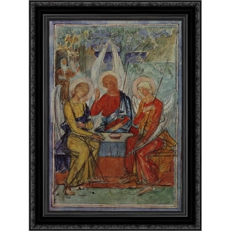 Trinity 19x24 Black Ornate Wood Framed Canvas Art by Petrov Vodkin, Kuzma
