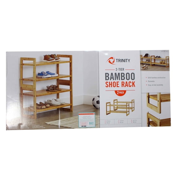 Trinity 2-Tier Bamboo Shoe Rack 2 Pack