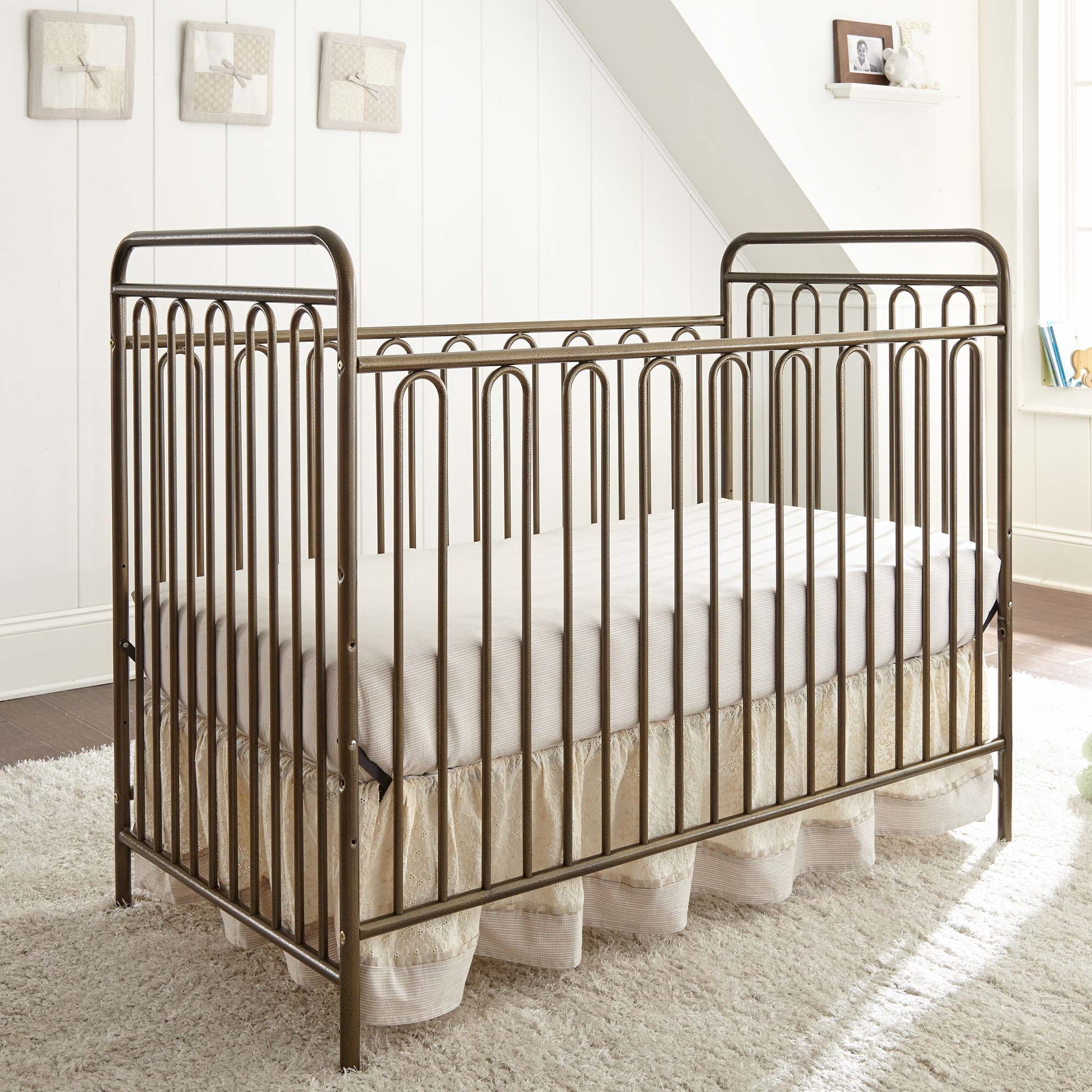 Trinity 3 in 1 Convertible Full Sized Metal Crib in Golden Nugget