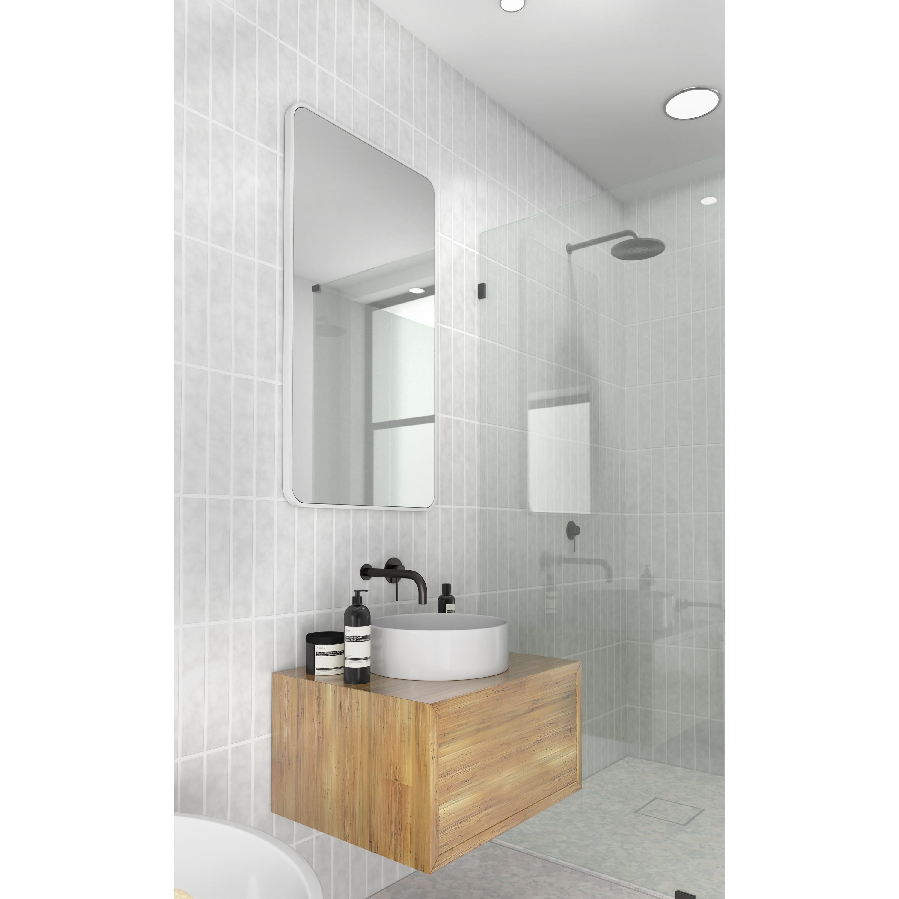 Trinity 40" x 22" White Stainless Steel Rectangular Mirror