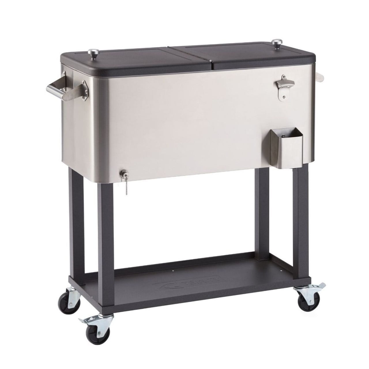 80 Quart White Stainless Steel Cooler with Wheels and Cover