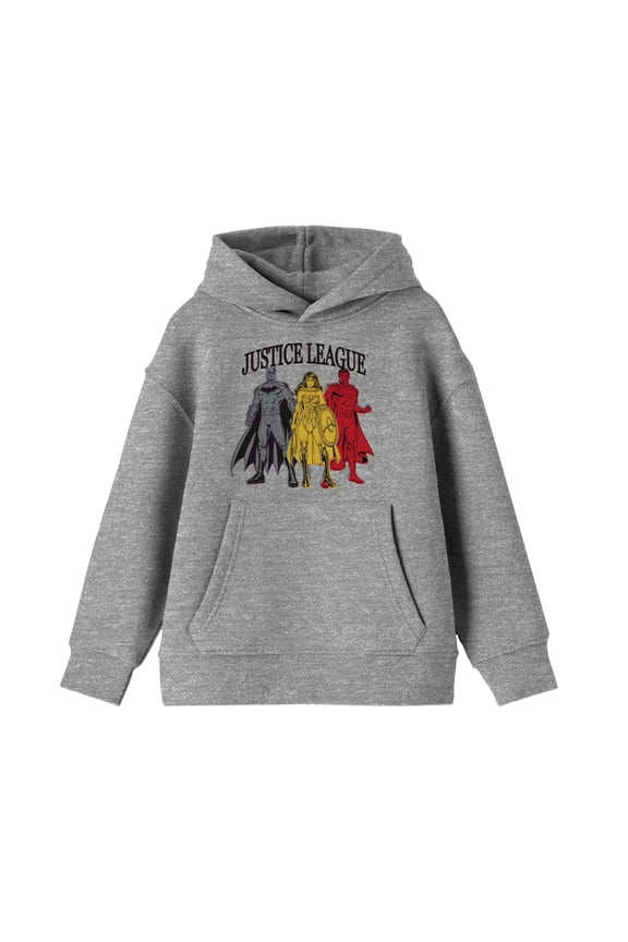 Trinity Basic Colors Justice League Youth Boys Athletic Gray Hoodie-Large