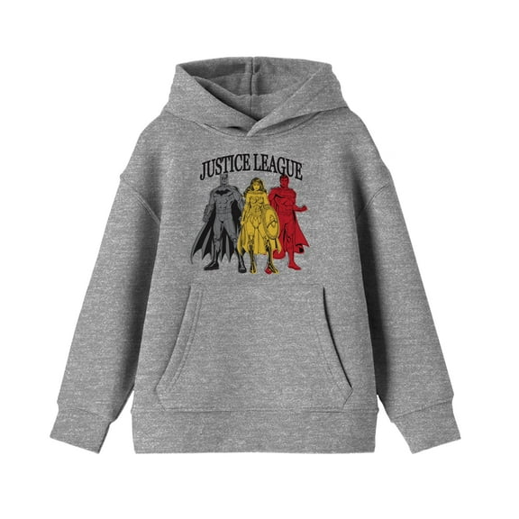 Trinity Basic Colors Justice League Youth Boys Athletic Gray Hoodie-Medium