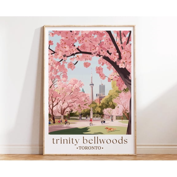 Trinity Bellwoods Park Spring Print Toronto Spring Scene Canada Seasonal Art Urban Nature Wall Decor , Poster Only