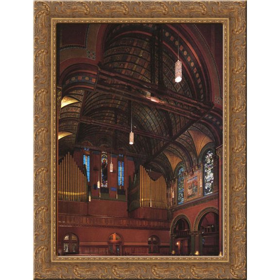 Trinity Church, Boston 20x24 Gold Ornate Wood Framed Canvas Art by LaFarge, John