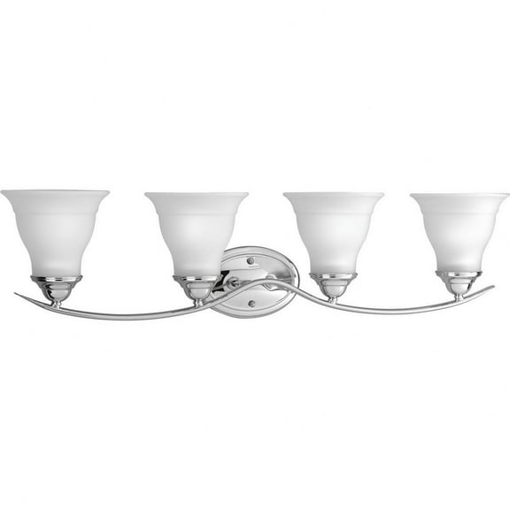 Trinity Collection Four-Light Polished Chrome Etched Glass Traditional Bath Vanity Light