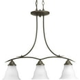 thumbnail image 1 of Trinity Collection Three-Light Antique Bronze Etched Glass Traditional Chandelier Light, 1 of 3
