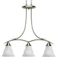 thumbnail image 1 of Trinity Collection Three-Light Brushed Nickel Etched Glass Traditional Chandelier Light, 1 of 3
