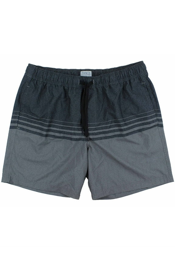 Men's Elastic Waist Swim Shorts with Brief Liner, Black, X-Large