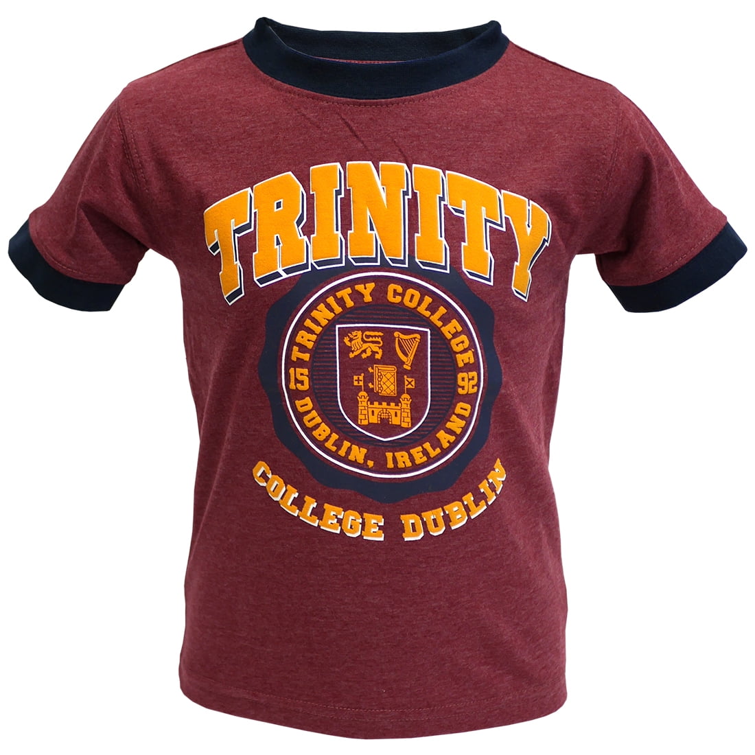 Trinity College Burgundy Marl/Navy Trinity Seal Kids Ringer Tee