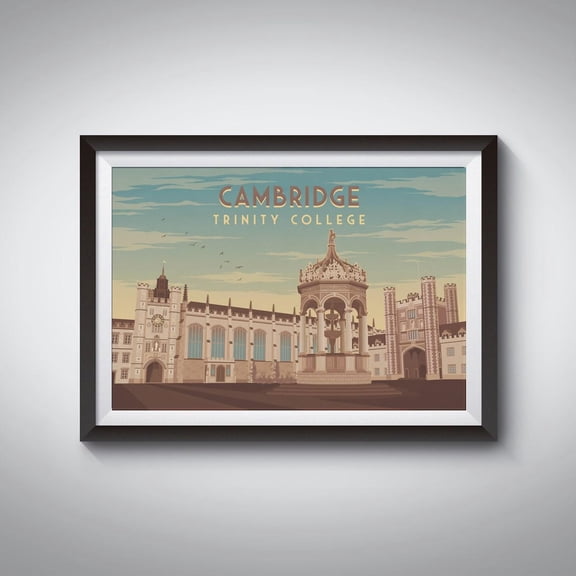 Trinity College Cambridge University Architecture Artwork, Unframed Canvas 12x16in