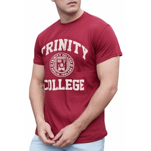Trinity College Dublin Burgundy/ White Crest T-Shirt Cotton Short Sleeves