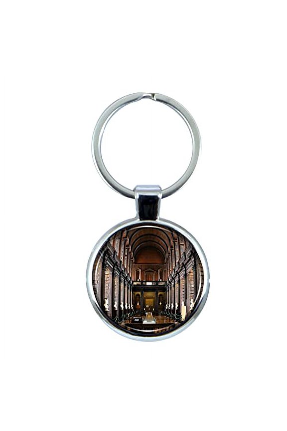 Trinity College Dublin Keychain with Epoxy Dome and Metal Keyring