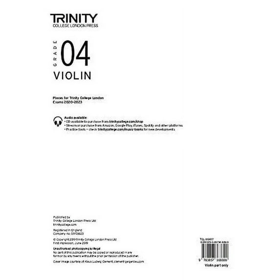 Trinity College London Violin Exam Pieces 2020-2023: Grade 4 (Part Only)