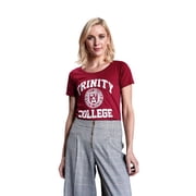Trinity College Womens Burgundy/White Trinity College Seal Tee-Shirt 100% Cotton