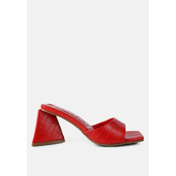 Trinity Croc Pattern Triangle Heel Sandals