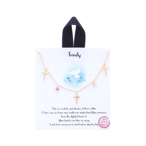 Trinity Cross Charm Message Necklace Rhodium