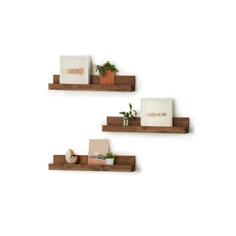 Walnut 28" Floating Book and Display Shelves Set of 3