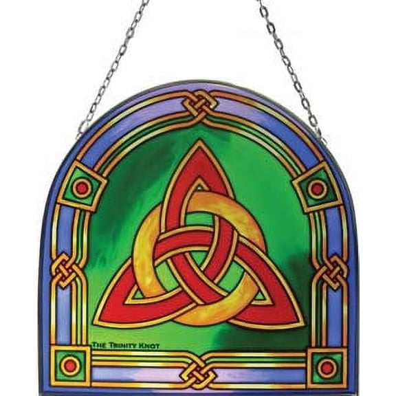 Trinity Knot Panel Stained Glass Window Hanging Irish Suncatcher Height 20cm Width 9.5cm by Royal Tara