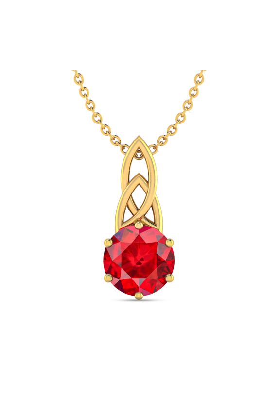 Trinity Knot Round Garnet Gold Plated Pendant Gift For Mother's Day || Ali Baba Jewellery