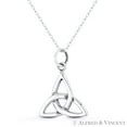 thumbnail image 1 of Trinity-Knot / Triquetra Celtic Charm 25x17mm (1x0.7in) Pendant & Chain Necklace in Oxidized .925 Sterling Silver, 1 of 1