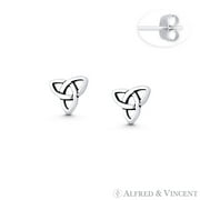 ALFRED & VINCENT Trinity-Knot / Triquetra Celtic Charm 7mm Stud Earrings in Oxidized .925 Sterling Silver