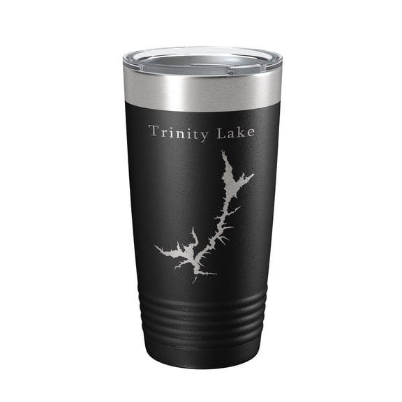 Trinity Lake Clair Engle Map Tumbler Travel Mug Insulated Laser Engraved Coffee Cup California 20 oz Black