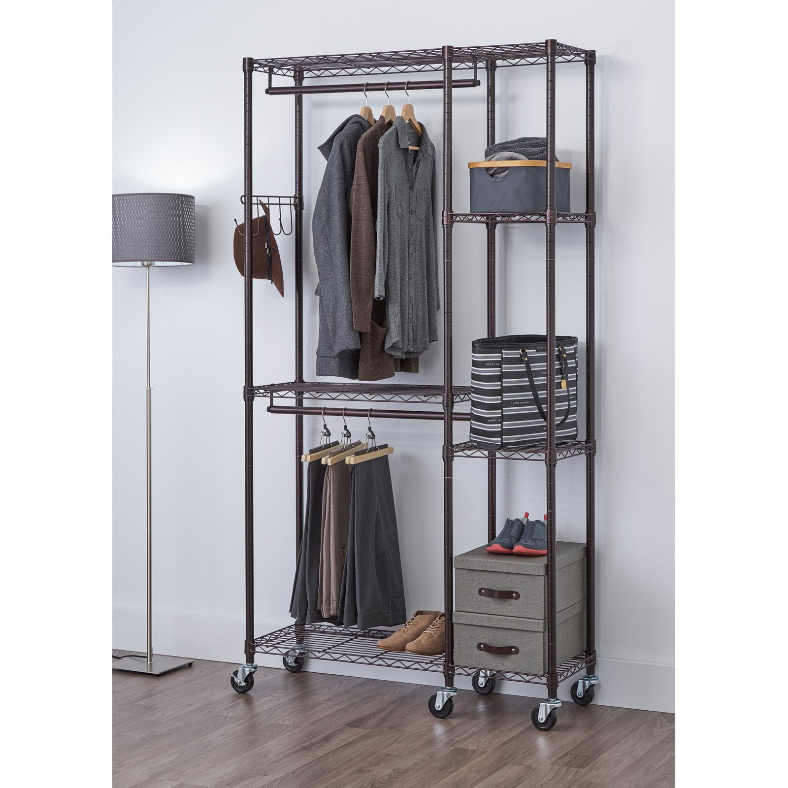 Baxton Studio Metal 3 Shelf Free Standing Closet Storage Organizer - lily &  onyx